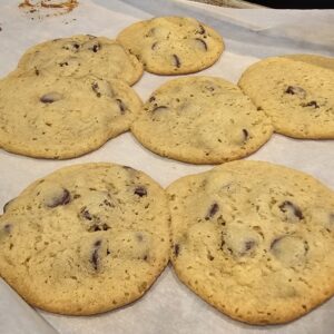 chewy tahini chocolate chip cookies